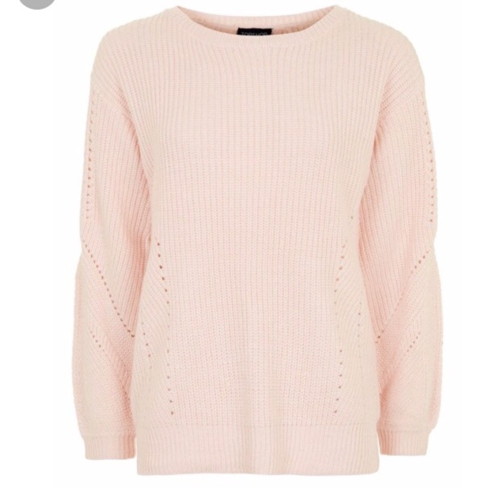 Topshop pink open back ribbed blouson sweater